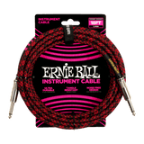 Ernie Ball 18ft Braided Straight Straight Inst Cable Red Black