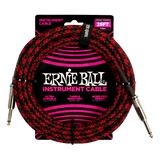 Ernie Ball 25ft Braided Straight Straight Inst Cable Red Black