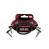 Ernie Ball 12" Flat Ribbon Stereo Patch Cables in Black 2-Pack