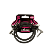 Ernie Ball 24” Flat Ribbon Stereo Patch Cable in Black 2-Pack
