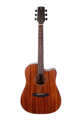 Timberidge 'Messenger Series' Mahogany Solid Top Acoustic-Electric Dreadnought Cutaway Guitar (Natural Satin)