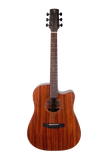 Timberidge 'Messenger Series' Mahogany Solid Top Acoustic-Electric Dreadnought Cutaway Guitar (Natural Satin)