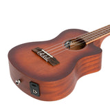 Martinez Southern Belle 6 Series Tenor Ukulele - Solid Mahogany Top Electric Cutaway with Hard Case (Sunburst)