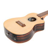 Martinez Southern Belle 7 Series Concert Ukulele - Solid Spruce Top Electric Cutaway with Hard Case