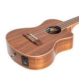 Martinez Southern Belle 8 Series Tenor Ukulele - Solid Koa Top Electric Cutaway with Hard Case (Natural Gloss)