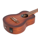 Martinez Southern Belle 6 Series Tenor Ukulele - Solid Mahogany Top Electric with Hard Case (Sunburst)
