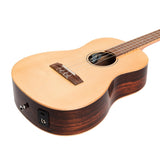 Martinez Southern Belle 7 Series Baritone Ukulele - Solid Spruce Top Electric with Hard Case