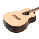 Martinez Southern Belle 7 Series Spruce Electric Cutaway Baritone Ukulele with Hard Case (Natural Gloss)