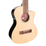 Martinez Southern Belle 7 Series Tenor Ukulele - Solid Spruce Top Electric Cutaway with Hard Case (Natural Gloss)