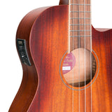 Martinez Southern Belle 6 Series Mahogany Electric Cutaway Baritone Ukulele with Hard Case (Sunburst)