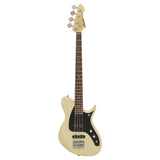 Aria J Series J-B Electric Bass Guitar in See-Thru Vintage White
