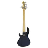 Aria RSB Series Pro-II 5-String Electric Bass Guitar in Black with Gold Pickguard