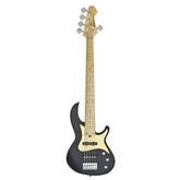 Aria RSB Series Pro-II 5-String Electric Bass Guitar in Black with Gold Pickguard