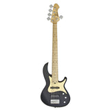 Aria RSB Series Pro-II 5-String Electric Bass Guitar in Black with Gold Pickguard