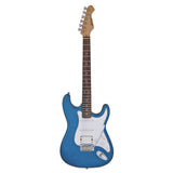 Aria STG-004 Series Electric Guitar in Metallic Blue with White Pickguard