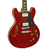 Aria TA-CLASSIC Semi-Hollow Electric Guitar in Wine Red Gloss