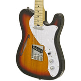 Aria 615-TL Series Semi-Hollow Electric Guitar in 3-Tone Sunburst Gloss