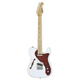 Aria 615-TL Series Semi-Hollow Electric Guitar in White Gloss