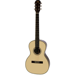Aria 535 Series All Solid Parlour Acoustic Guitar in Natural with Hard Case