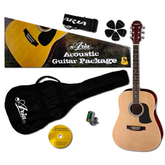 Aria Prodigy Series Dreadnaught Acoustic Guitar Pack in Natural Gloss