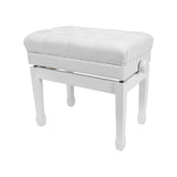 Crown Premium Tufted Double Padded Height Adjustable Piano Stool with Storage Compartment (White)-CPS-7AS-WHT