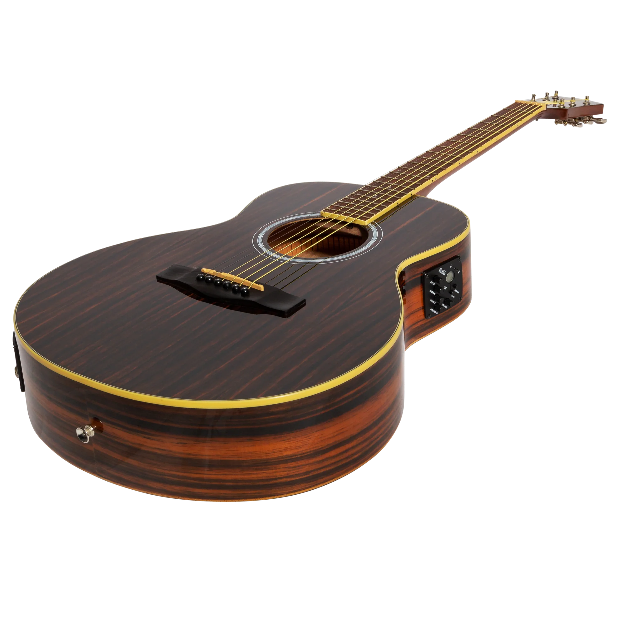 Martinez '51 Series' Left-Handed Acoustic-Electric Guitar - Beautiful Amara Wood Short Scale with Gloss Finish