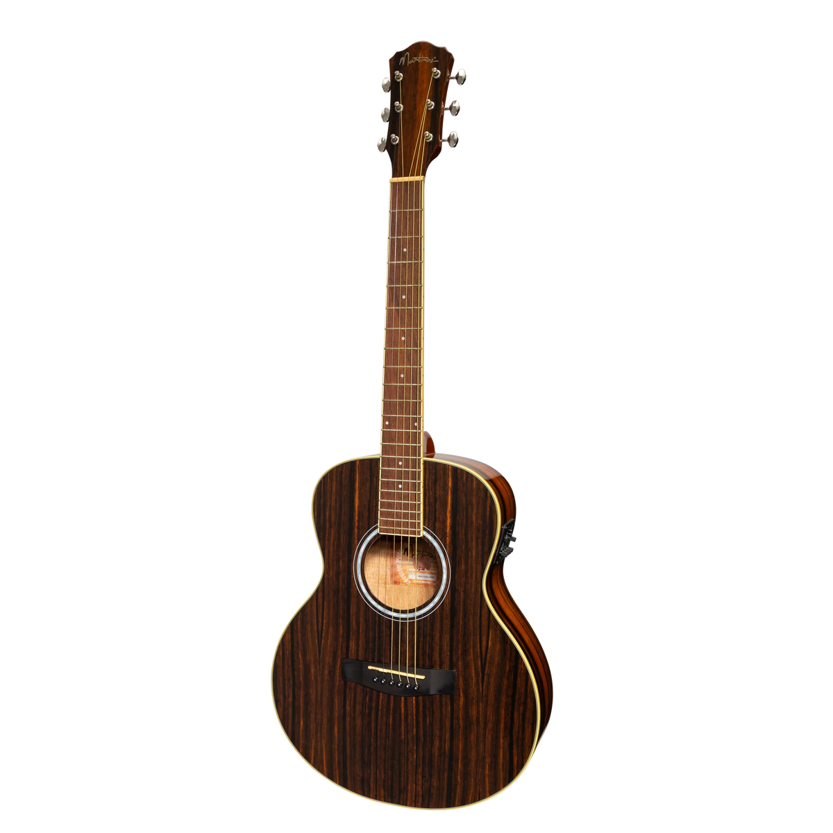 Martinez '51 Series' Left-Handed Acoustic-Electric Guitar - Beautiful Amara Wood Short Scale with Gloss Finish