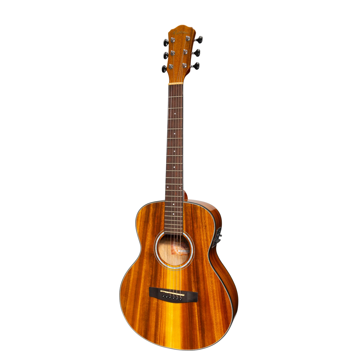 Martinez '51 Series' Left-Handed Acoustic-Electric Guitar - Premium Koa Wood Short Scale with Gloss Finish