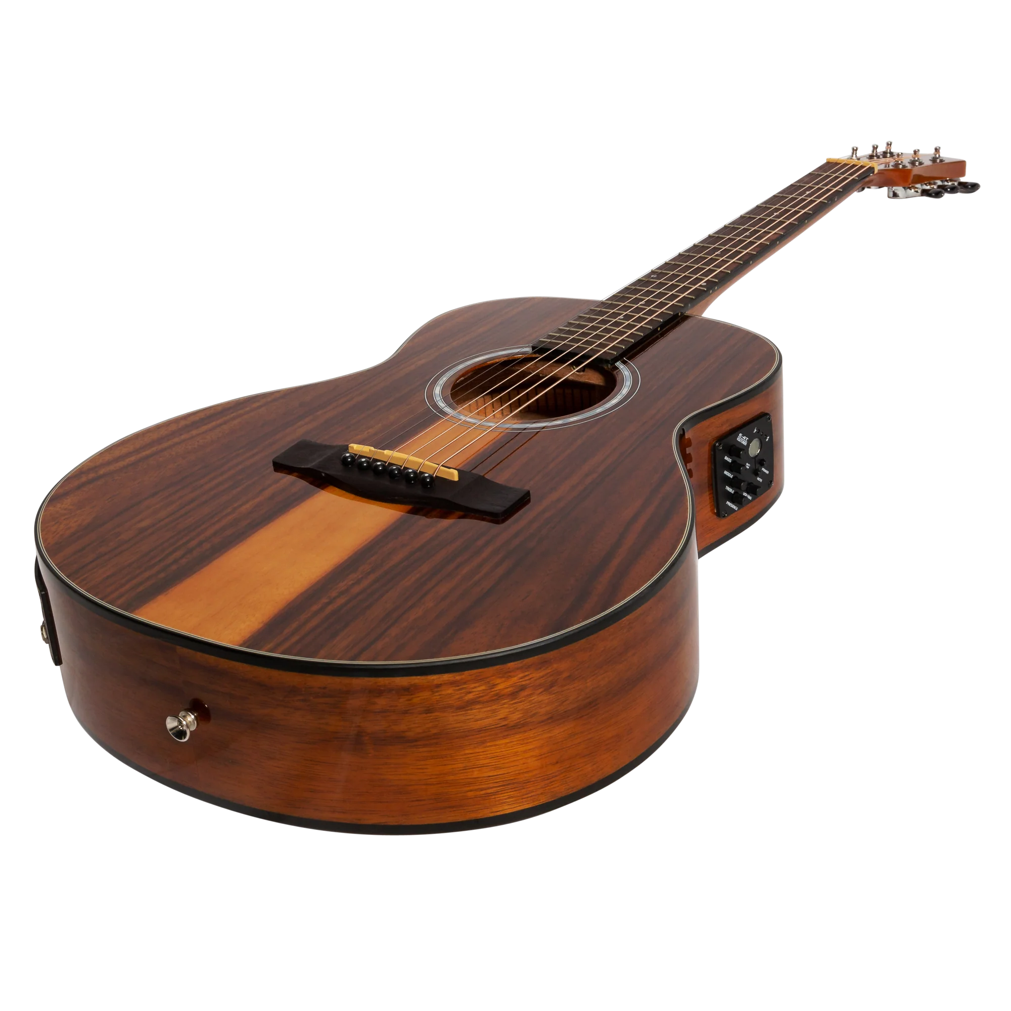 Martinez '51 Series' Left-Handed Acoustic-Electric Guitar - Short Scale Teakwood with Gloss Finish