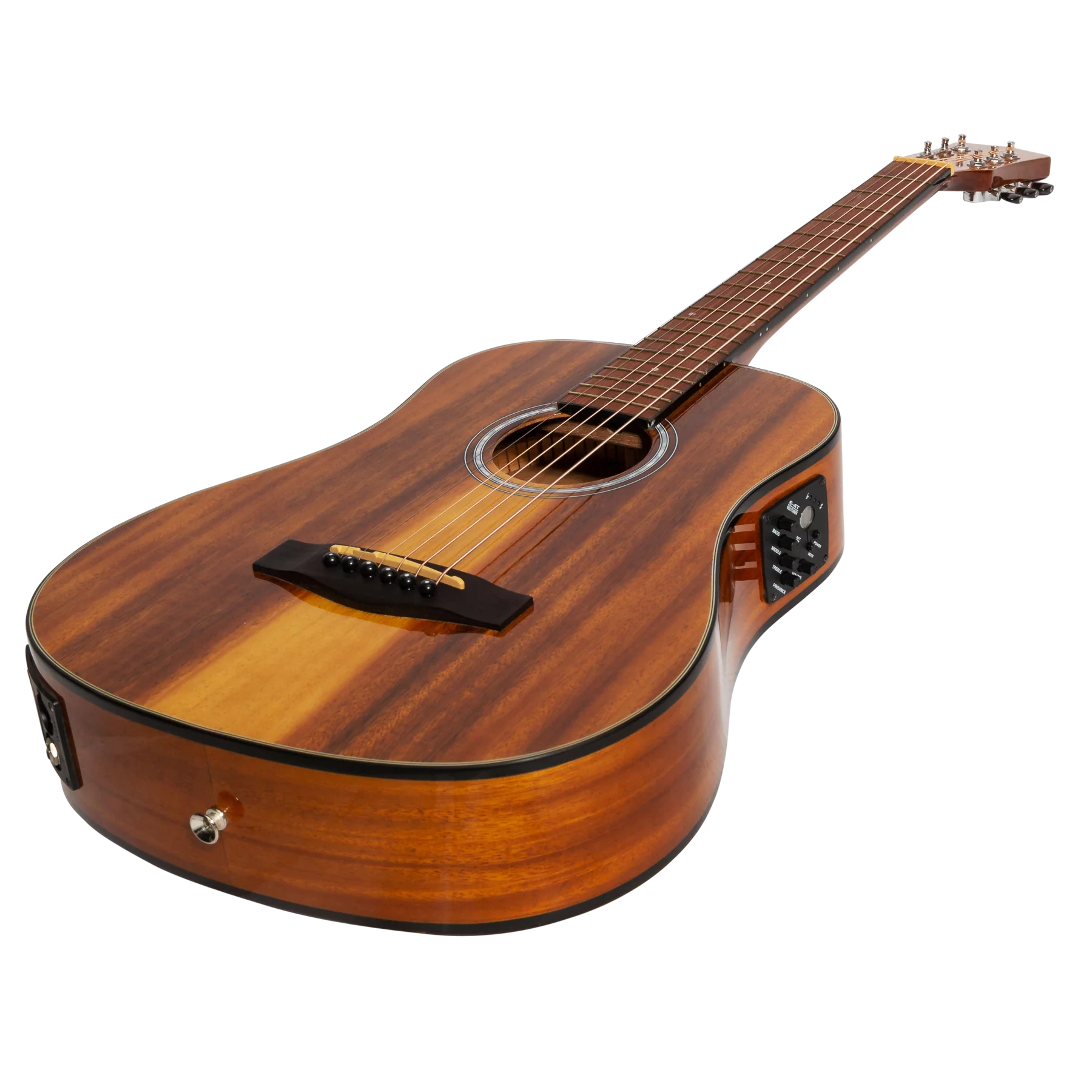 Martinez '51 Series' Left Handed Babe Traveller Acoustic-Electric Guitar - Koa Gloss Finish