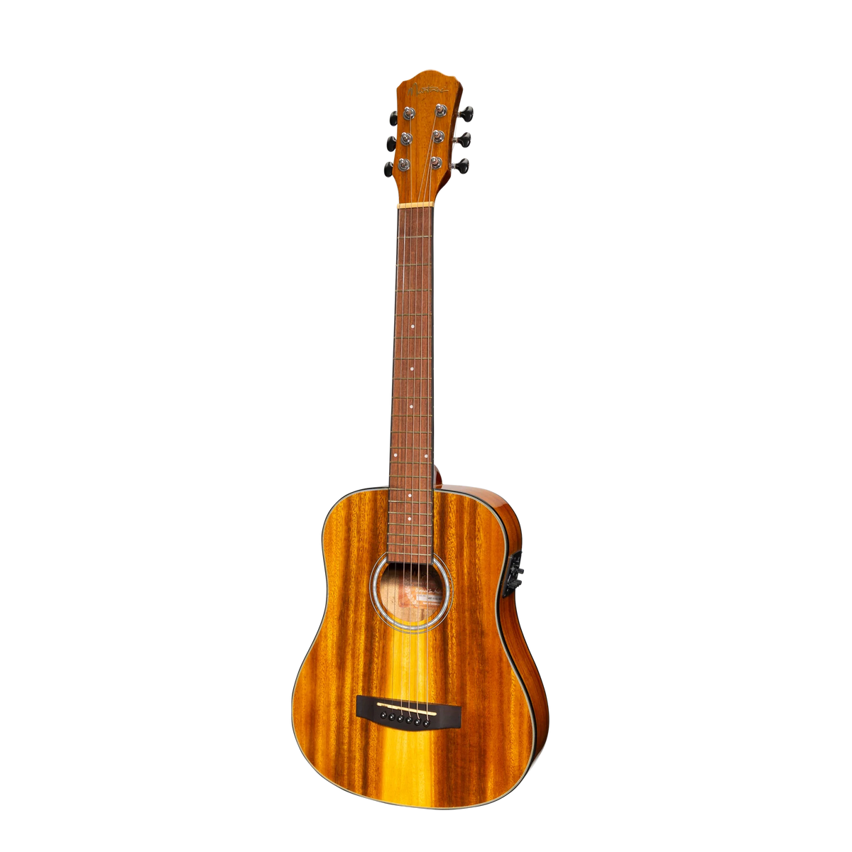 Martinez '51 Series' Left Handed Babe Traveller Acoustic-Electric Guitar - Koa Gloss Finish