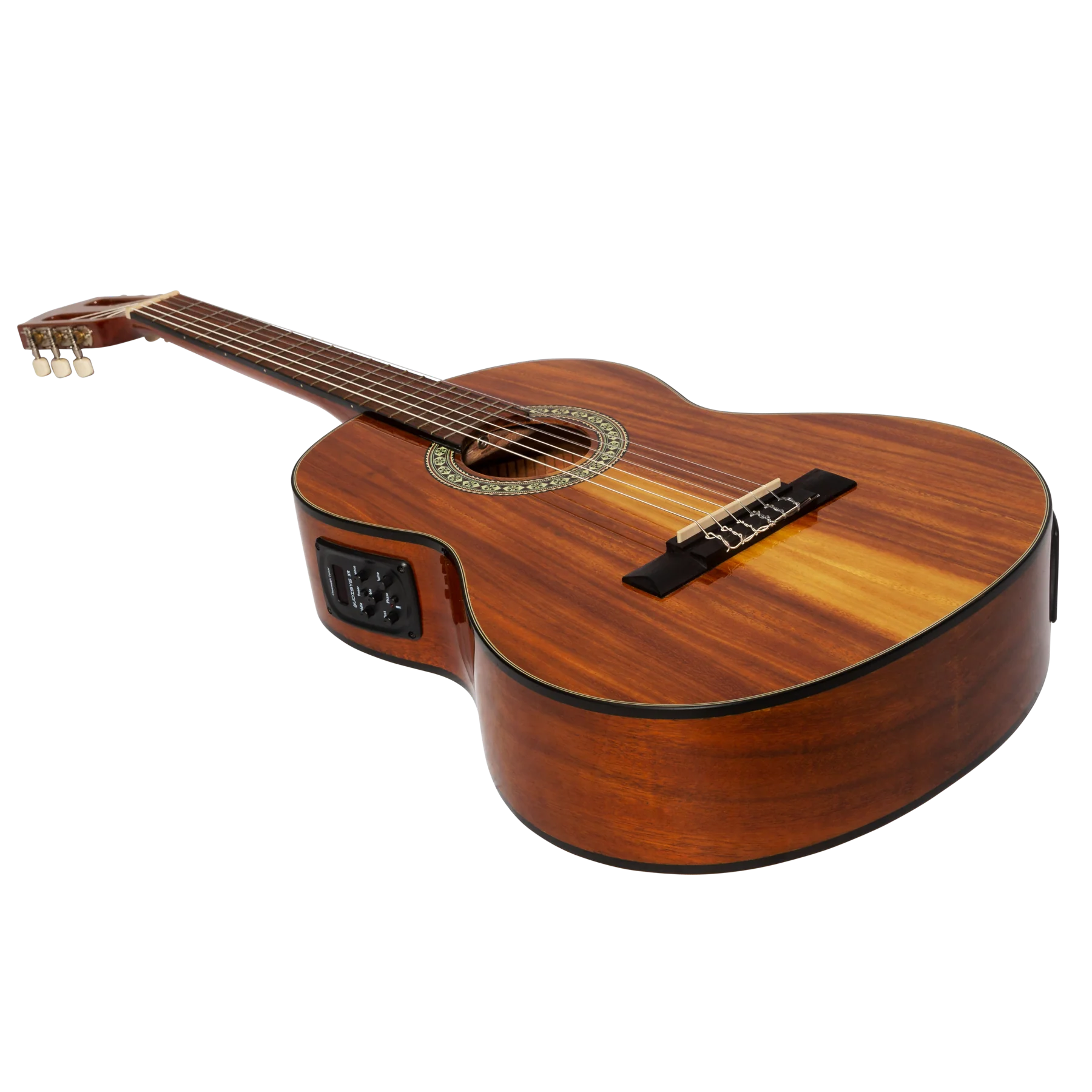 Martinez '51 Series' Electric Classical Guitar 3/4 Size with Built-in Tuner - Premium Koa Gloss Finish
