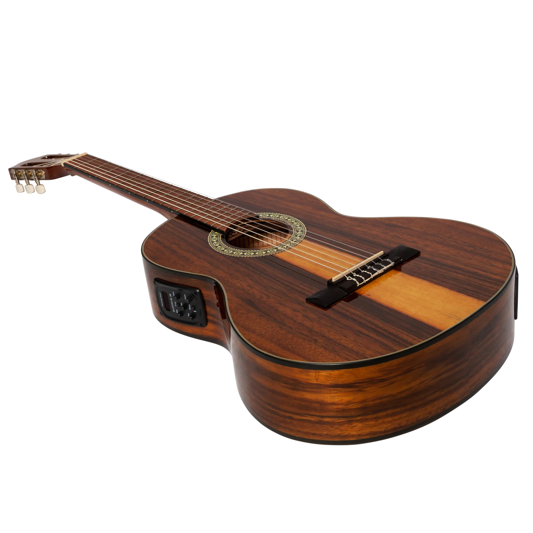 Martinez '51 Series' Electric Classical Guitar 3/4 Size with Built-in Tuner - Teakwood Gloss Finish