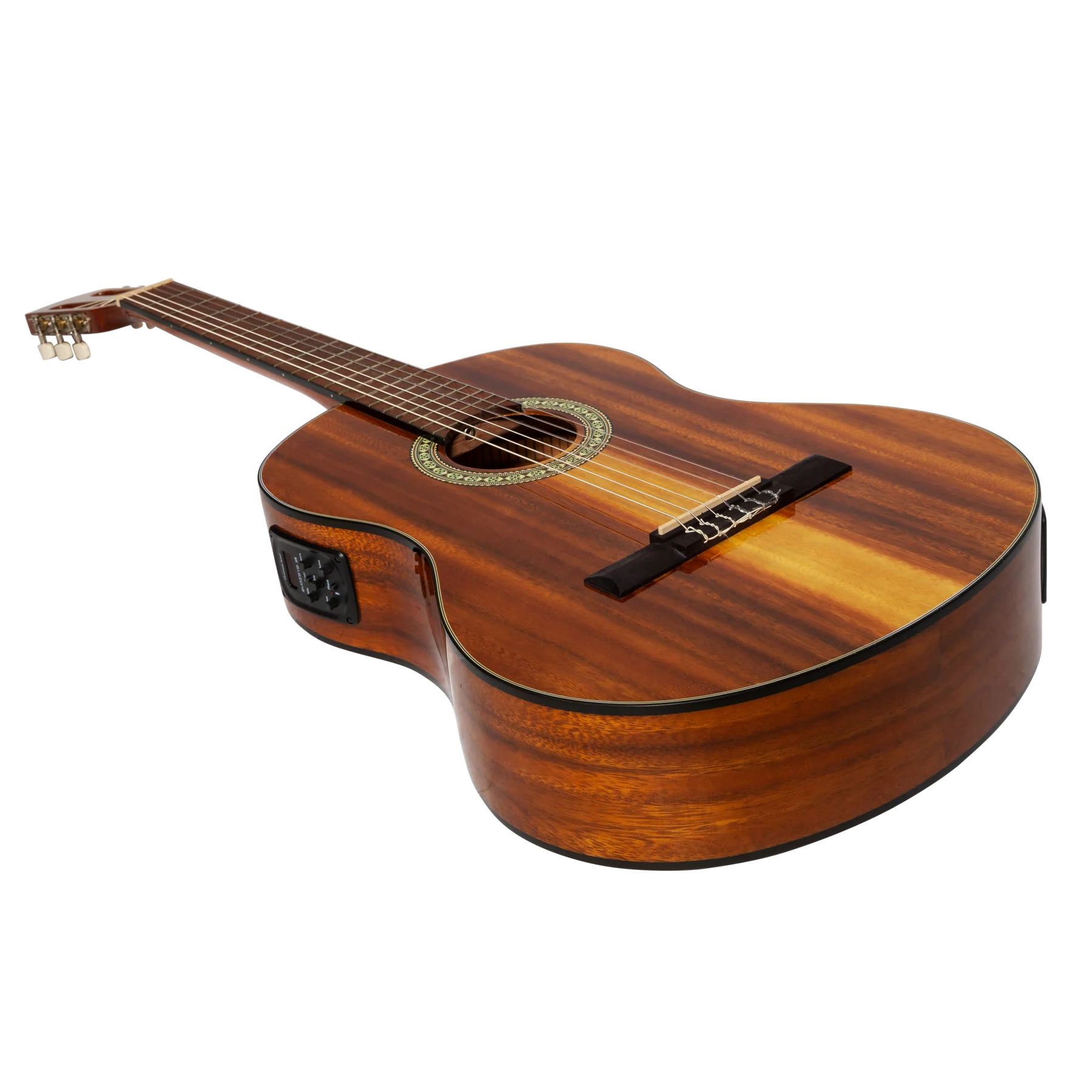 Martinez '51 Series' Electric Classical Guitar with Built-in Tuner - Koa Gloss Finish | 4/4 Size Premium Guitar