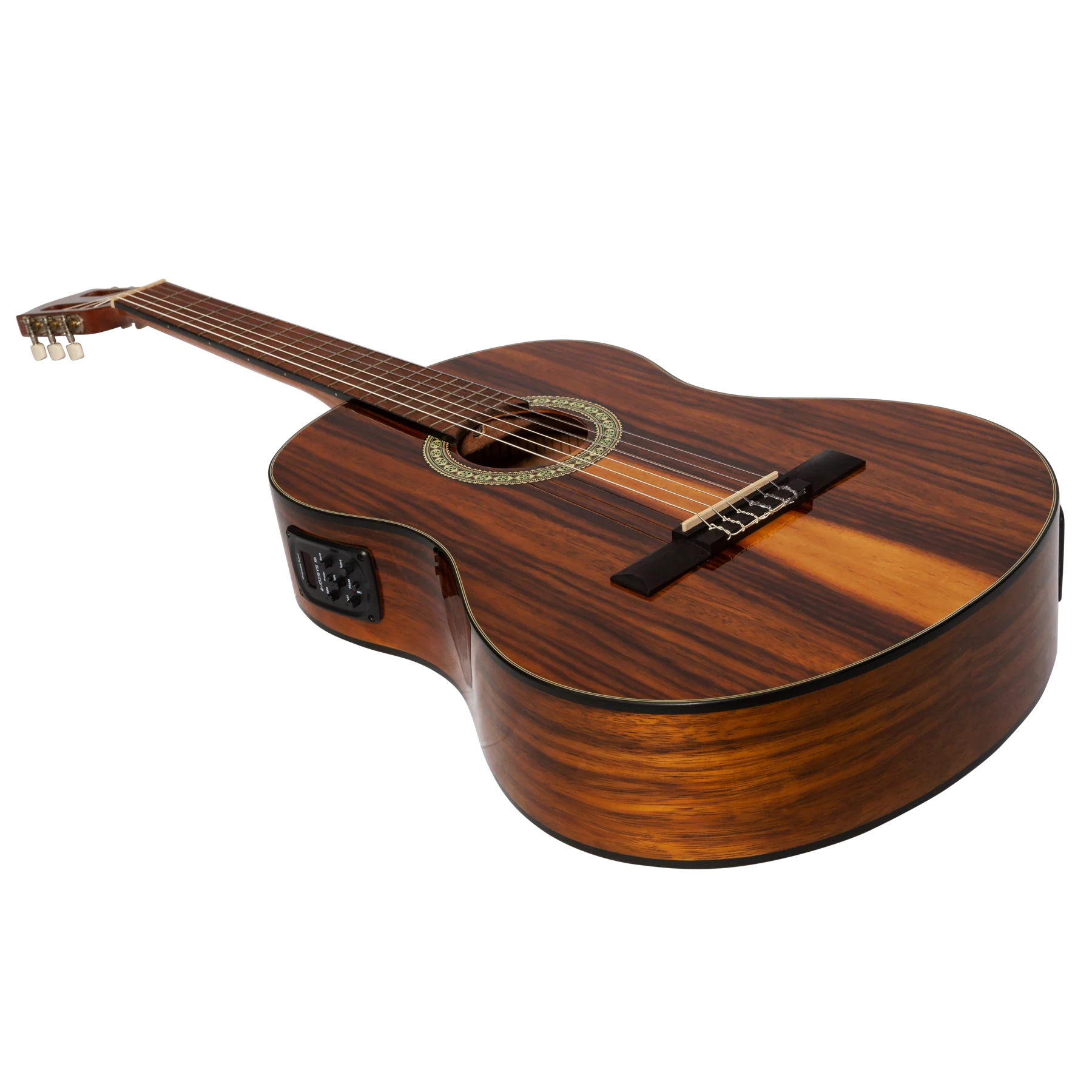 Martinez '51 Series' Electric Classical Guitar 4/4 Size - Teakwood Gloss Finish | Premium Nylon String Guitar