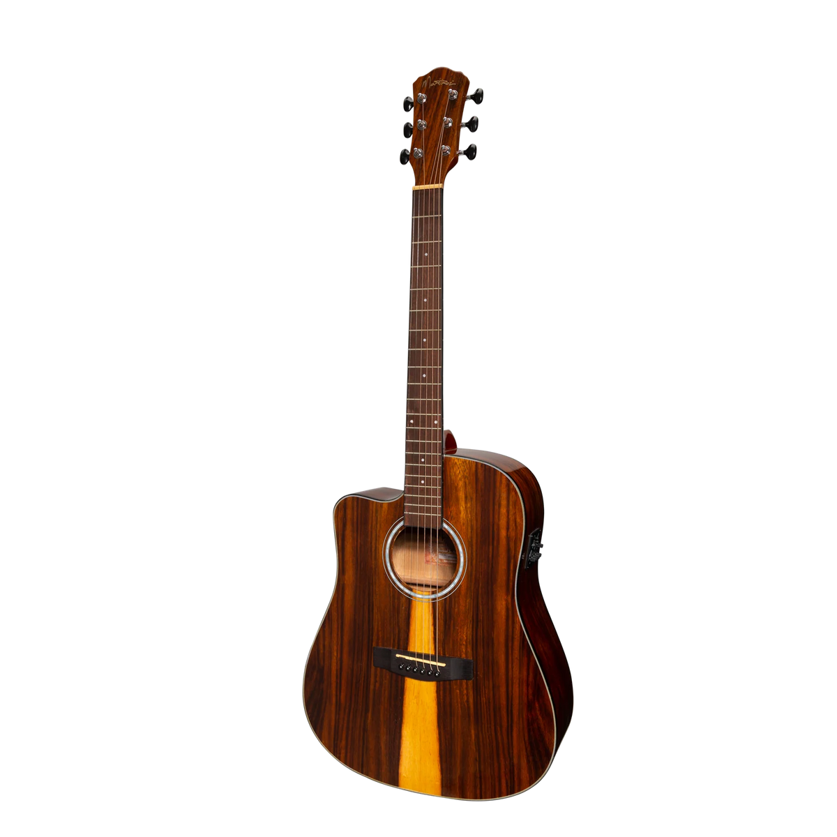 Martinez '51 Series' Left Handed Dreadnought Acoustic-Electric Guitar - Cutaway Design - Teakwood Gloss Finish