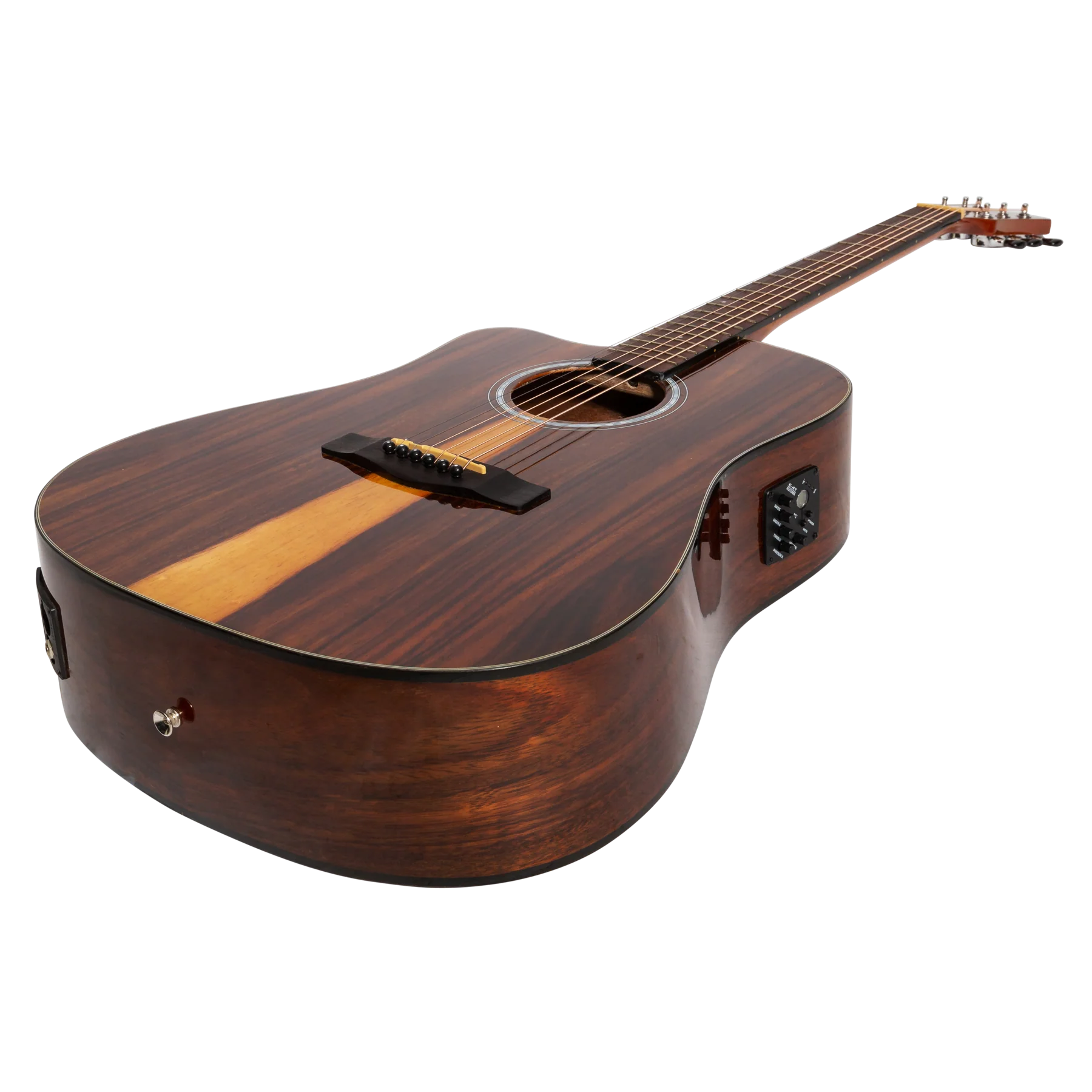 Martinez '51 Series' Left Handed Dreadnought Acoustic-Electric Guitar - Cutaway Design - Teakwood Gloss Finish