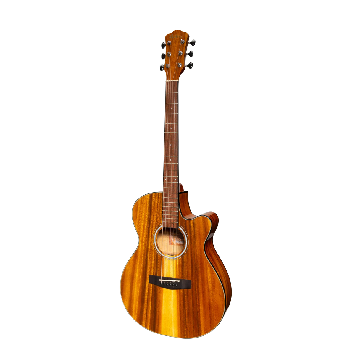 Martinez '51 Series' Folk Size Cutaway Acoustic-Electric Guitar Koa in Gloss Finish