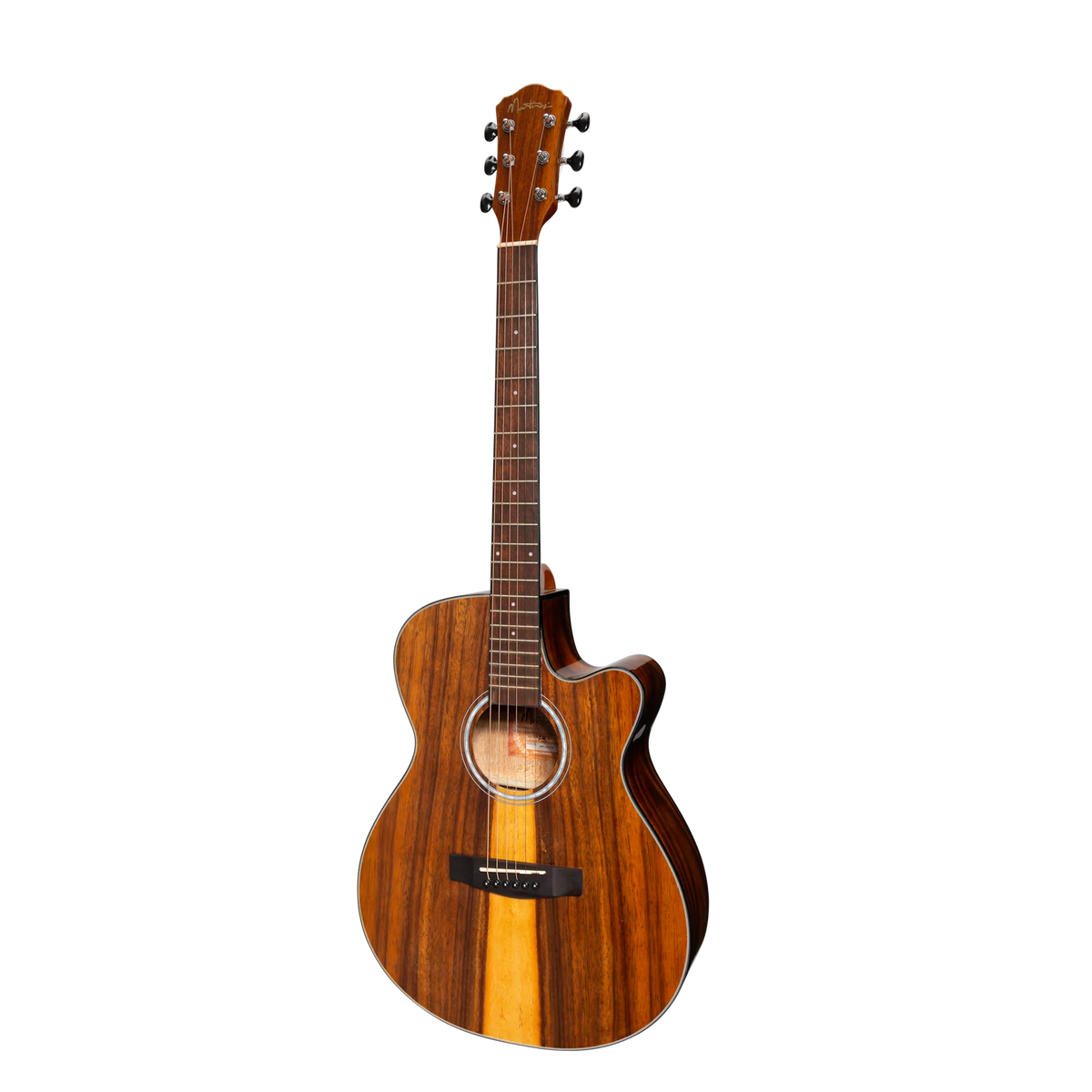 Martinez '51 Series' Acoustic-Electric Folk Size Guitar with Cutaway - Teakwood in Gloss Finish