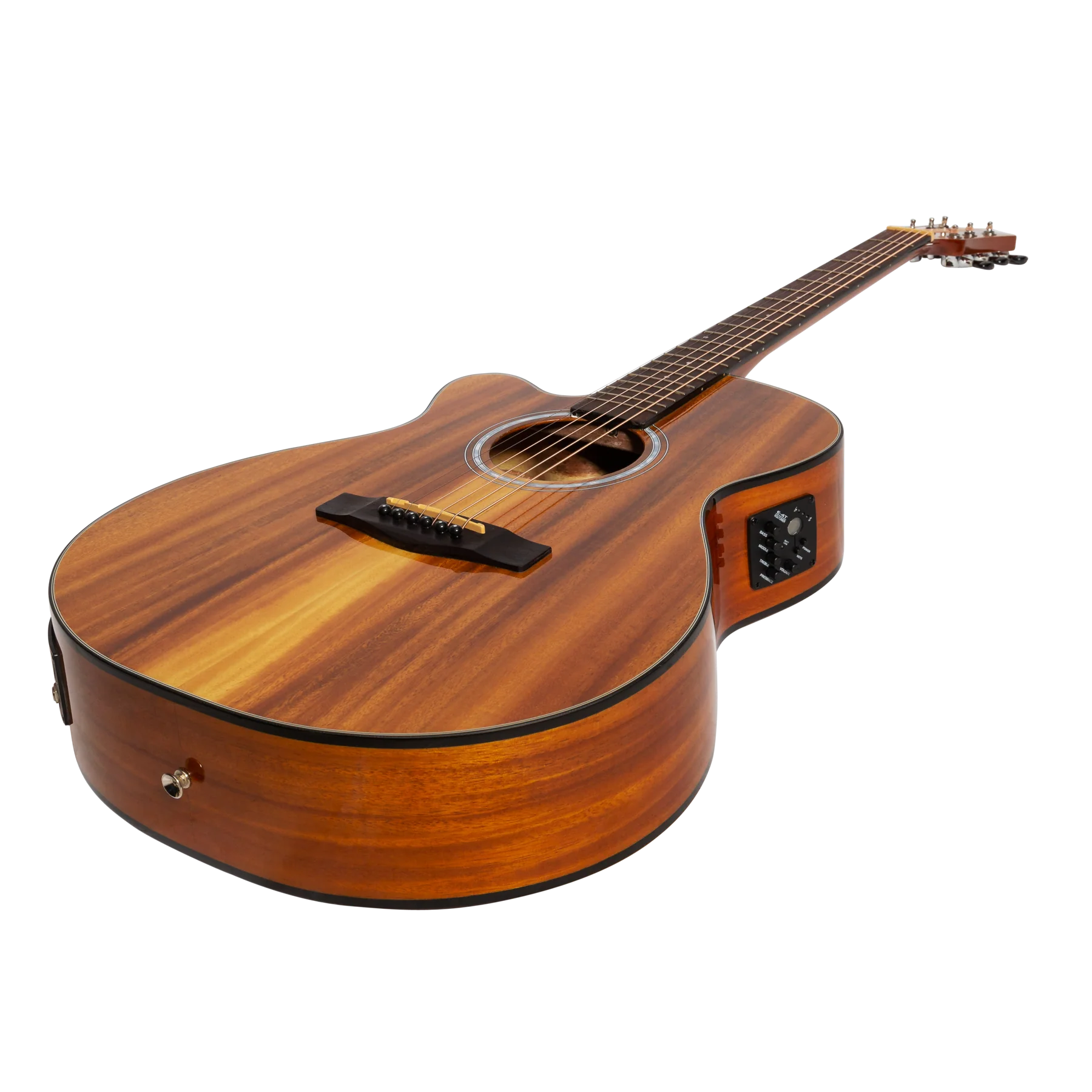Martinez '51 Series' Left Handed Folk Acoustic-Electric Guitar - Cutaway Design - Koa Gloss Finish