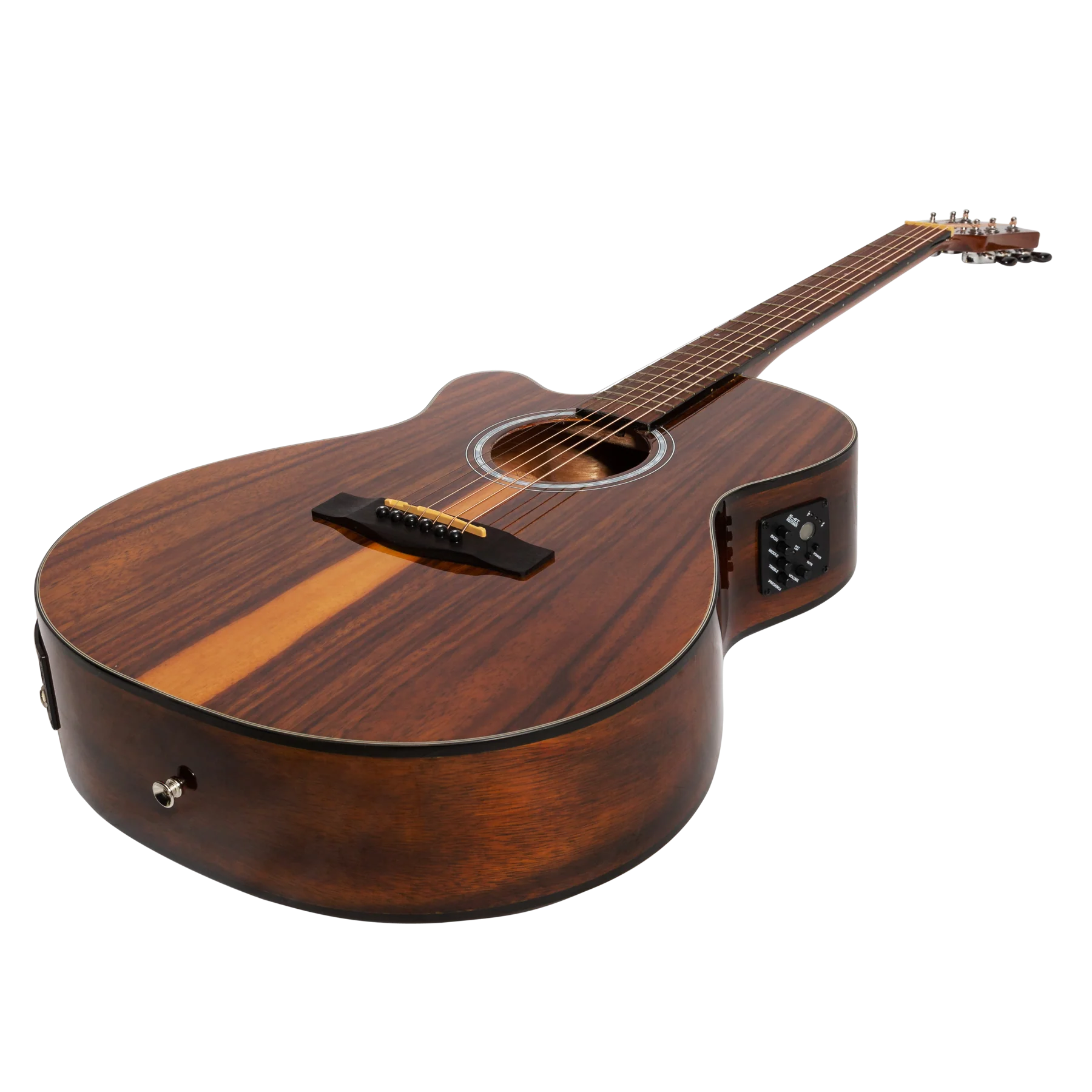 Martinez '51 Series' Left Handed Folk Acoustic-Electric Guitar - Cutaway Design - Teakwood Gloss Finish