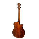 Martinez '51 Series' Left Handed Folk Acoustic-Electric Guitar - Cutaway Design - Teakwood Gloss Finish