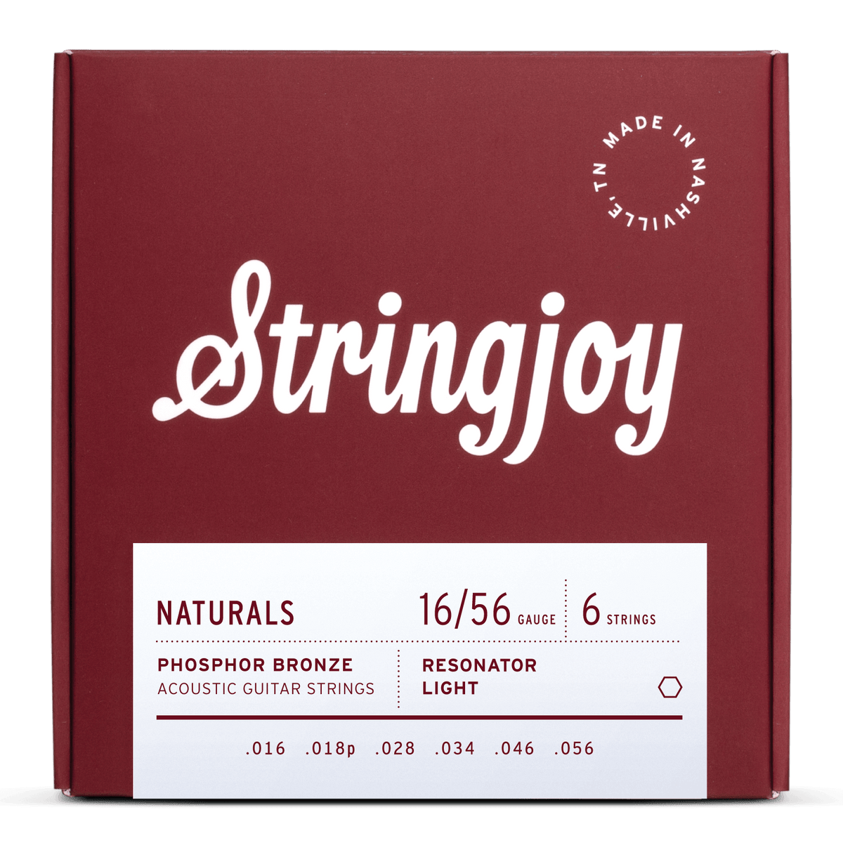 Stringjoy Naturals Resonator Gauge (16-56) Phosphor Bronze Acoustic Guitar Strings