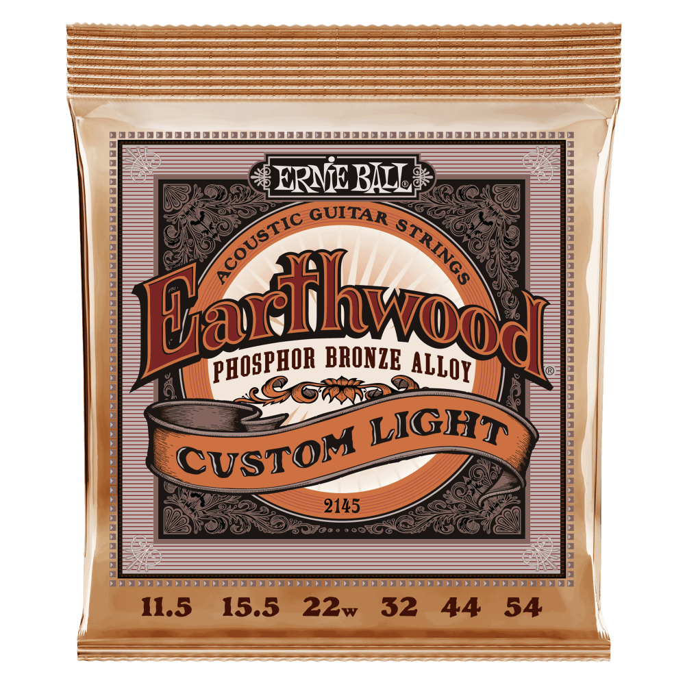 Ernie Ball Earthwood Phosphor Bronze Custom Light Acoustic Guitar Strings, 11.5 - 54 Gauge