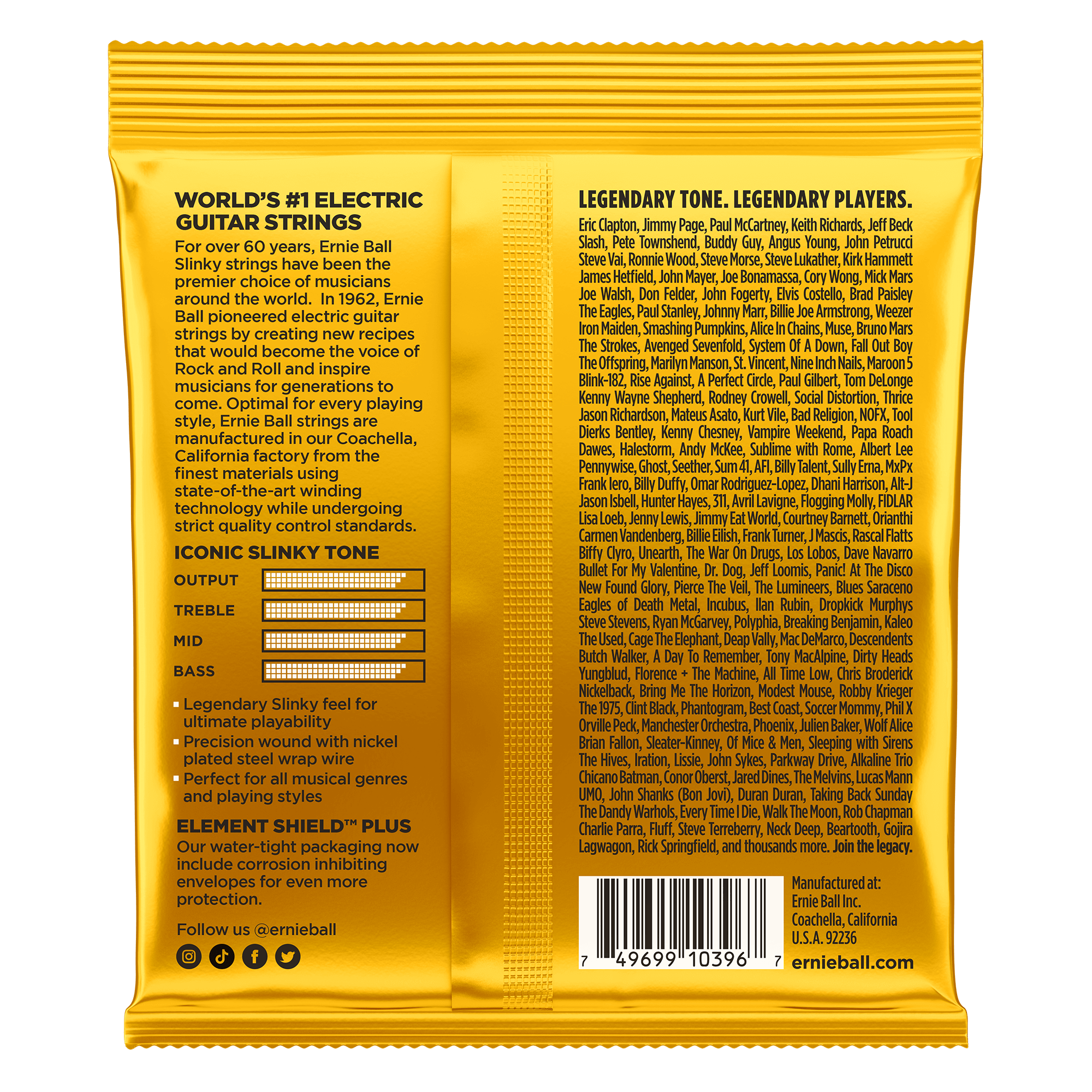 Ernie Ball Skinny Top, Beefy Bottom Slinky Nickel Wound Electric Guitar Strings 10 - 54 Gauge