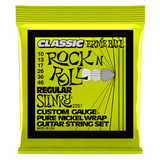 Ernie Ball Regular Slinky Classic Rock n Roll Pure Nickel Wrap Electric Guitar Strings, 10-46 Gauge