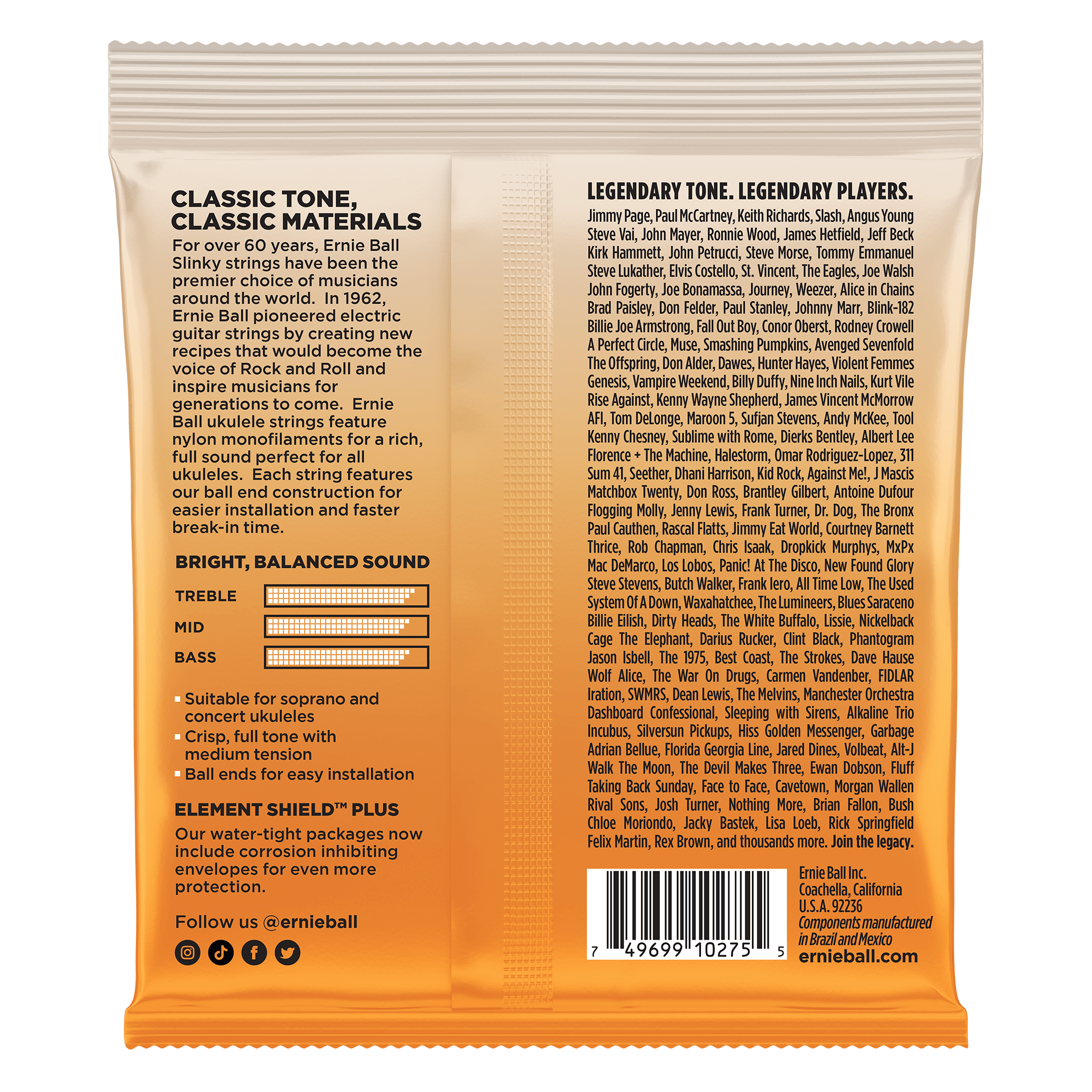 Ernie Ball Concert Nylon Ball End Ukulele Strings in Clear