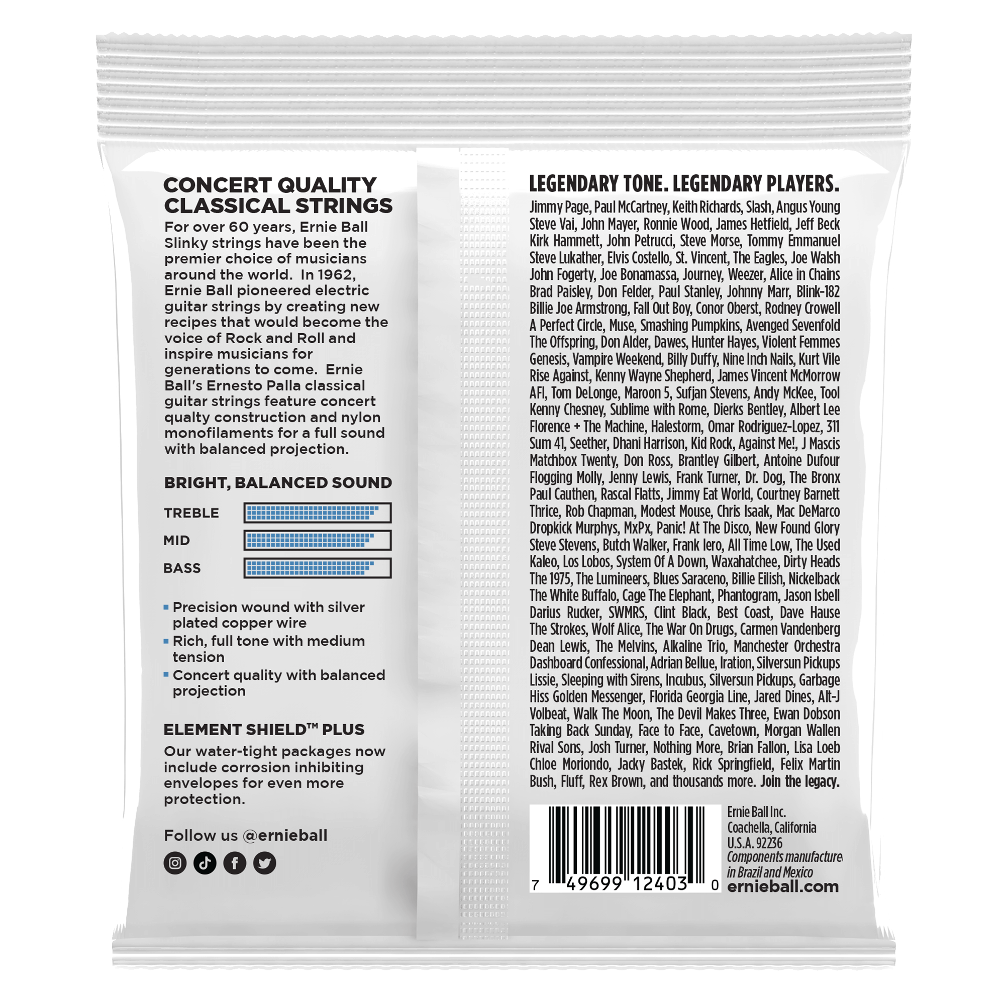 Ernie Ball Ernesto Palla Clear and Silver Nylon Classical Guitar Strings