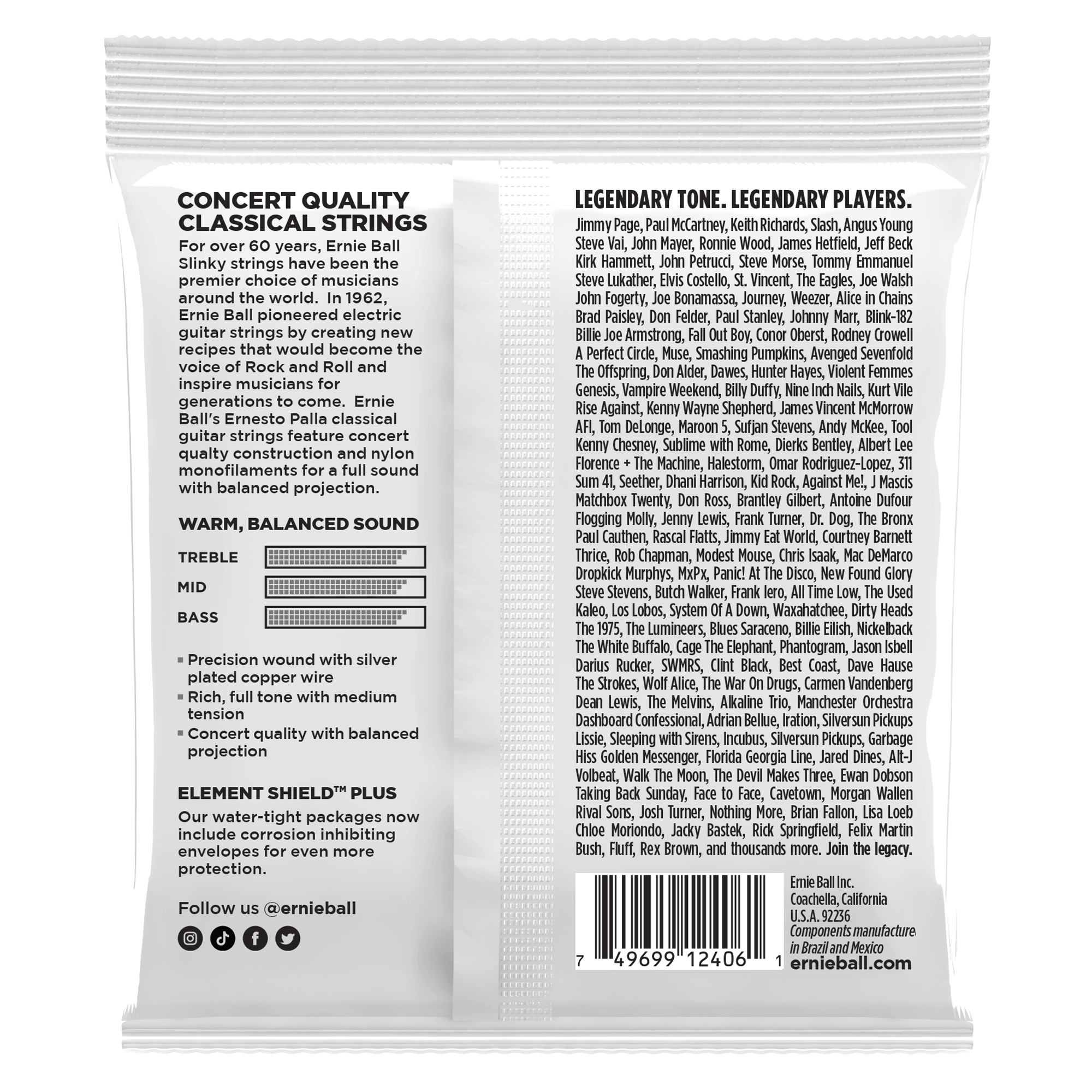 Ernie Ball Ernesto Palla Black and Silver Nylon Classical Guitar Strings