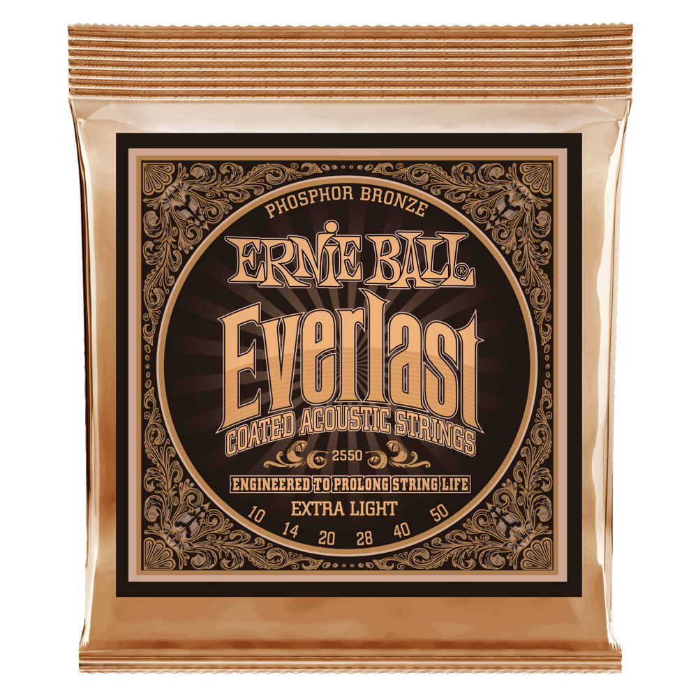 Ernie Ball Everlast Extra Light Coated Phosphor Bronze Acoustic Guitar Strings 10-50 Gauge